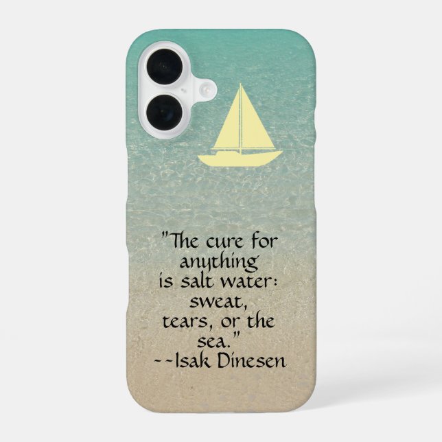 Funda Para iPhone 16 Teléfono de amantes de la playa / velero, mar, cit (Reverso )