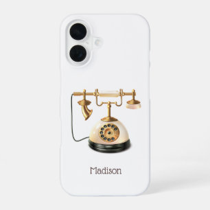 Funda Para iPhone 16 Teléfono Retro Nombre Personalizado