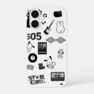 Funda Para iPhone 16 teléfono y2k blanco y negro
