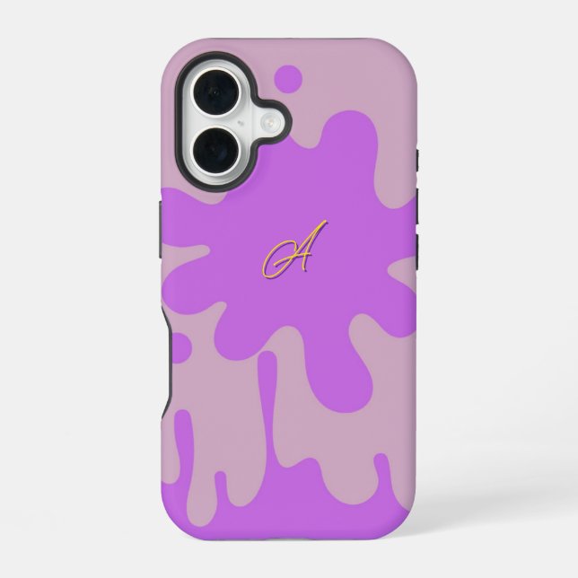 Funda Para iPhone 16 Tema de Salpicaduras Rosadas y Moradas (Reverso )