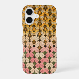 Funda Para iPhone 16 Tesselación de abeja melífera y flor