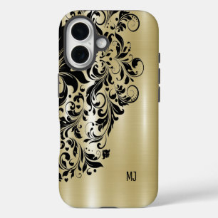 Funda Para iPhone 16 Textura de oro metálico con acento de remolino neg