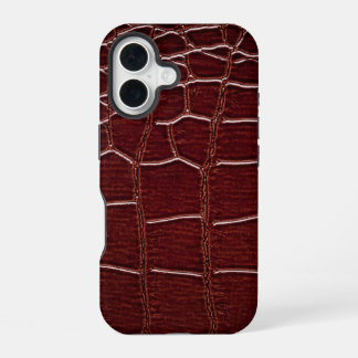 Funda Para iPhone 16 Textura moderna de cuero crocante de taupe