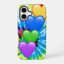 Funda para iPhone 16 Tie Dye Hearts