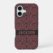 Tiger Pattern in Red and Gray with Name