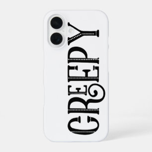 Funda Para iPhone 16 TIPOGRAFÍA ANTIGUA CAPRICHOSA BLANCA NEGRA SINIest