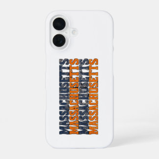 Funda Para iPhone 16 Tipografía apilada de Massachusetts vintage deteri