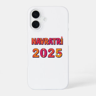 Funda Para iPhone 16 Tipografía colorida de celebración "NAVRATRI 2025"