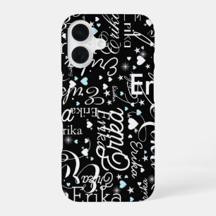 Funda Para iPhone 16 Tipografía de caligrafía femenina con patrón de no