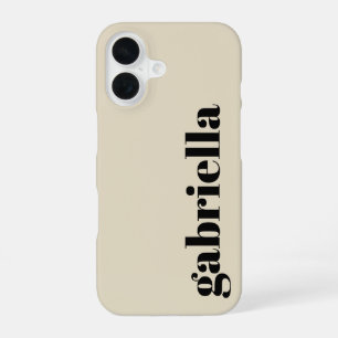 Funda Para iPhone 16 Tipografía Negra y Beige en Negrita Nombre Persona