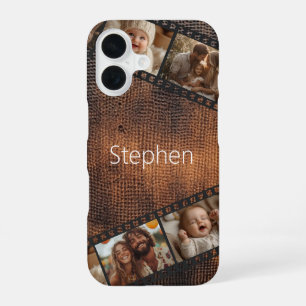 Funda Para iPhone 16 Tira de película de textura marrón Foto