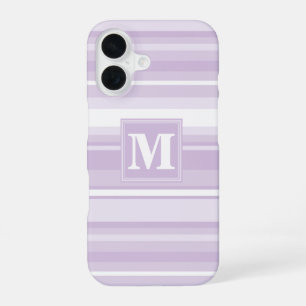 Funda Para iPhone 16 Tiras moradas monogramo