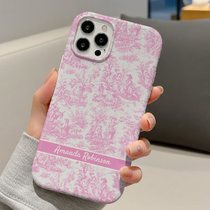 Funda Para iPhone 16 Toile de Jouy Escénica Rosa Bebé Vintage
