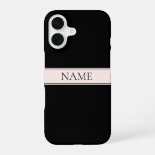 Funda Para iPhone 16 Tono Rosa Suave a Rayas y Texto Editable Elegante