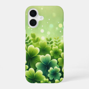 Funda Para iPhone 16 Tonos de verde tréboles irlandeses de trébol
