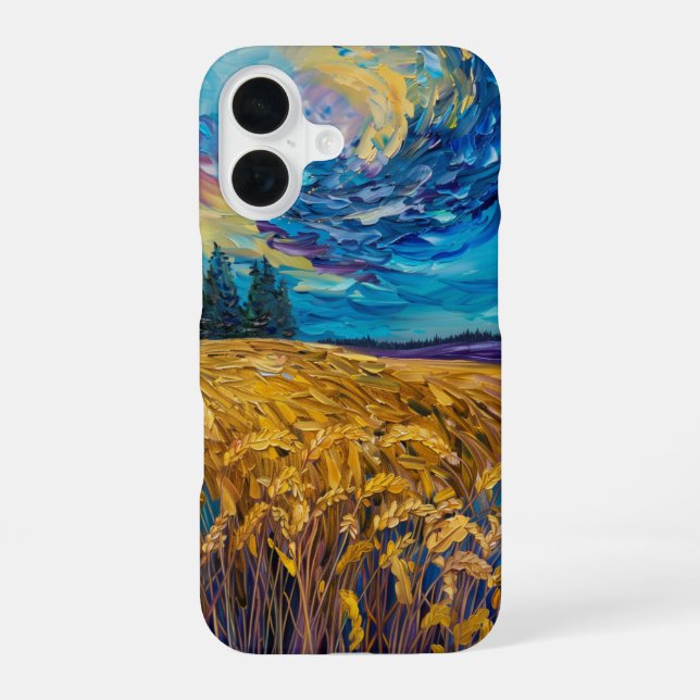 Funda Para iPhone 16 Tormenta sobre campos de trigo (Reverso )