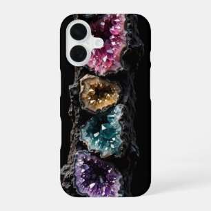Funda Para iPhone 16 Torre de Geoda de Cristal Ultra Estrecha - Magenta