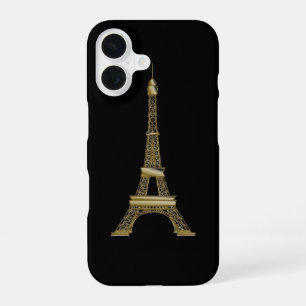 Funda Para iPhone 16 Torre Eiffel Negra y Dorada Francesa