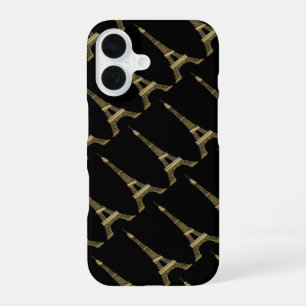 Funda Para iPhone 16 Torre Eiffel París Tema Negro