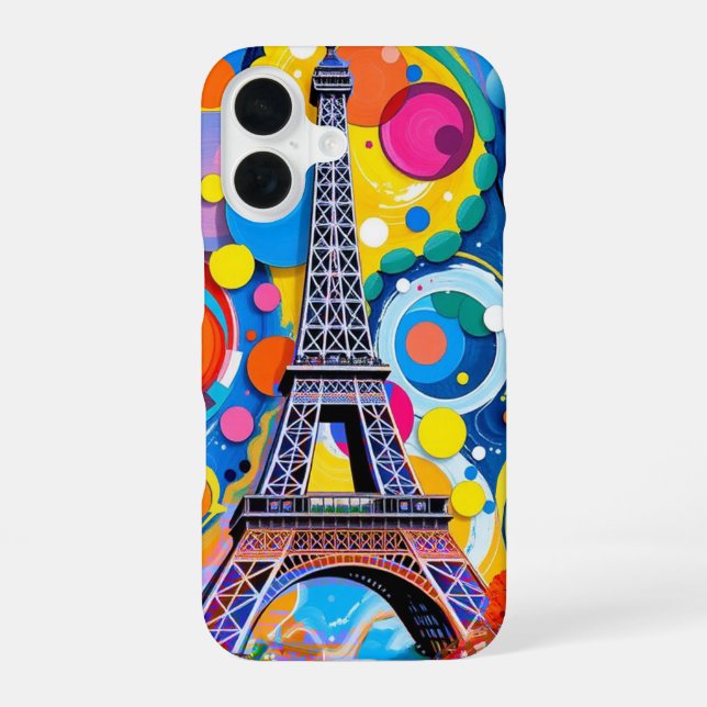 Funda Para iPhone 16 Torre Eiffel Pop Art (Reverso )