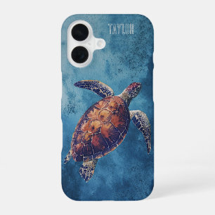 Funda Para iPhone 16 Tortuga marina personalizada acuarela océano