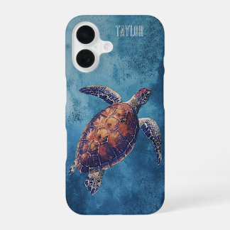 Funda Para iPhone 16 Tortuga marina personalizada acuarela océano