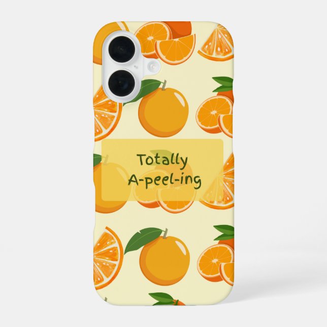 Funda Para iPhone 16 Totally a-pee-ling orange pattern (Reverso )
