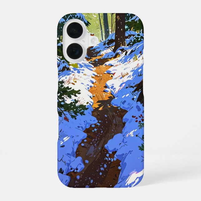 Funda Para iPhone 16 Trayecto de los bosques de invierno (Reverso )