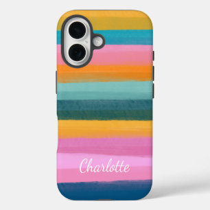 Funda Para iPhone 16 Trazos de pincel de acuarela coloridos y lindos no