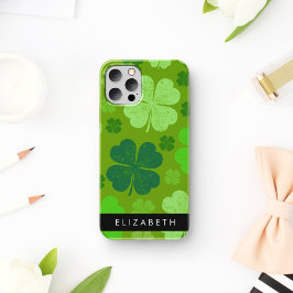 Funda Para iPhone 16 Tréboles Verdes, Tréboles de la Suerte, Tu Nombre