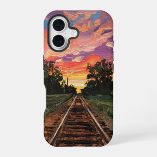 Funda Para iPhone 16 tren de puesta al sol