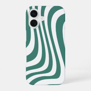 Funda Para iPhone 16 Trendy Green Wavy Line Case for iPhone 16 & iPad 