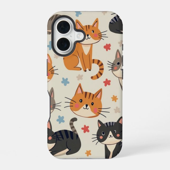 Funda Para iPhone 16 Tres estuches de teléfono para gatos lindos (Reverso )