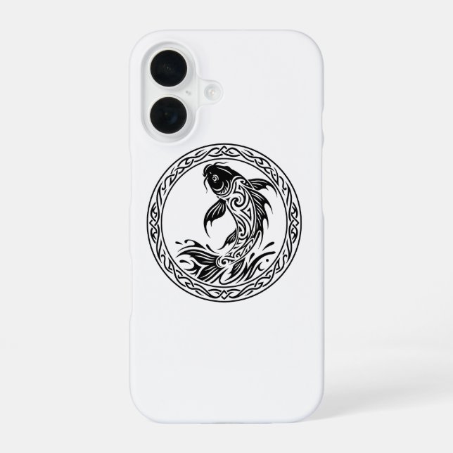 Funda Para iPhone 16 Tribal Celtic Koi Fish Wisdom Symbol (Reverso )