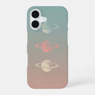 Funda Para iPhone 16 Trío de lunas anilladas minimalistas retro
