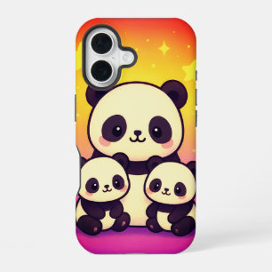Funda Para iPhone 16 Trío de pandas caprichosos en un paisaje de sueños