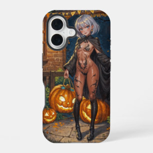 Funda Para iPhone 16 Truco o Tratante, Valiente Niña de Disfraz de Hall