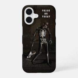 Funda Para iPhone 16 Truco o trato. Hombre disfrazado de esqueleto