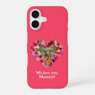 Funda Para iPhone 16 Tu Propia Foto de Perro Rosas Día de la Madre Cora
