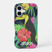 Tucán Tropical y Hojas Personalizadas Selva Lluvio