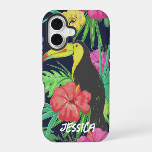 Funda Para iPhone 16 Tucán Tropical y Hojas Personalizadas Selva Lluvio