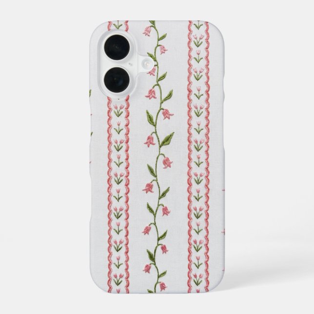 Funda Para iPhone 16 Tulip embroidered texture iPhone 16 case (Reverso )