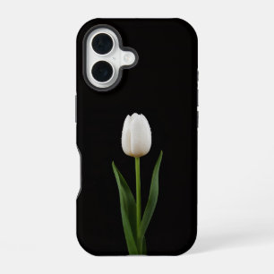 Funda Para iPhone 16 Tulipán Blanco Perla iPhone 16 Mate Negro 4 Luxe