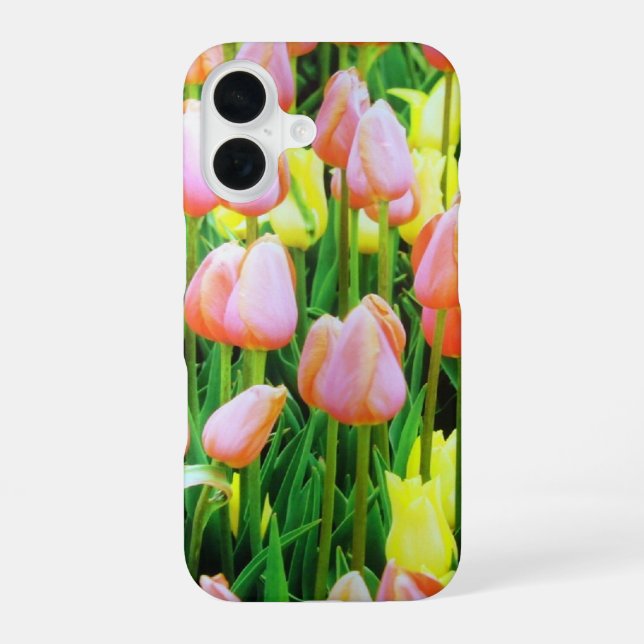 Funda Para iPhone 16 tulipanes (Reverso )