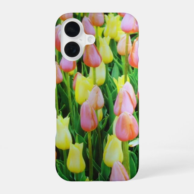 Funda Para iPhone 16 tulipanes (Reverso )