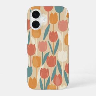 Funda Para iPhone 16 Tulipanes Estilizados Vintage