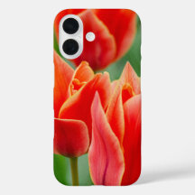 Funda para iPhone 16 Tulipanes Naranja Rojo