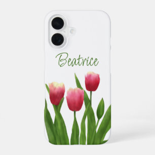Funda Para iPhone 16 Tulipanes rojos con follaje