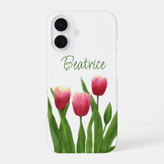 Funda Para iPhone 16 Tulipanes rojos con vegetación
