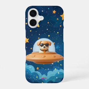 Funda Para iPhone 16 Ufo dog 3D a4 night sky